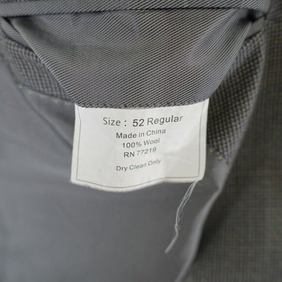 Pronto Uomo Platinum Black Gray Blue Check Tweed Wool Sport Coat 52R 2 Button - Picture 9 of 12